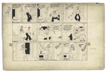 Chic Young Hand-Drawn Blondie Sunday Comic Strip From 1935 -- Featuring Blondie, Dagwood & Baby Dumpling